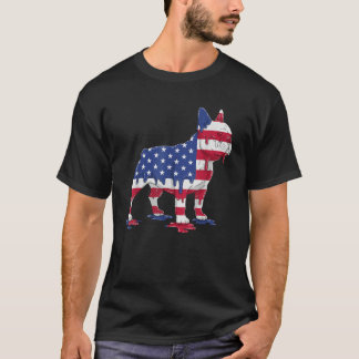 Eis Creme Tropfen French Bulldog American USA Flag T-Shirt