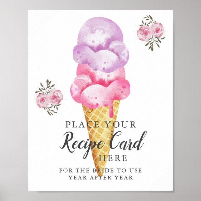Eis Creme Verlassen Rezept Karte Hier unterzeichne Poster (Vorne)