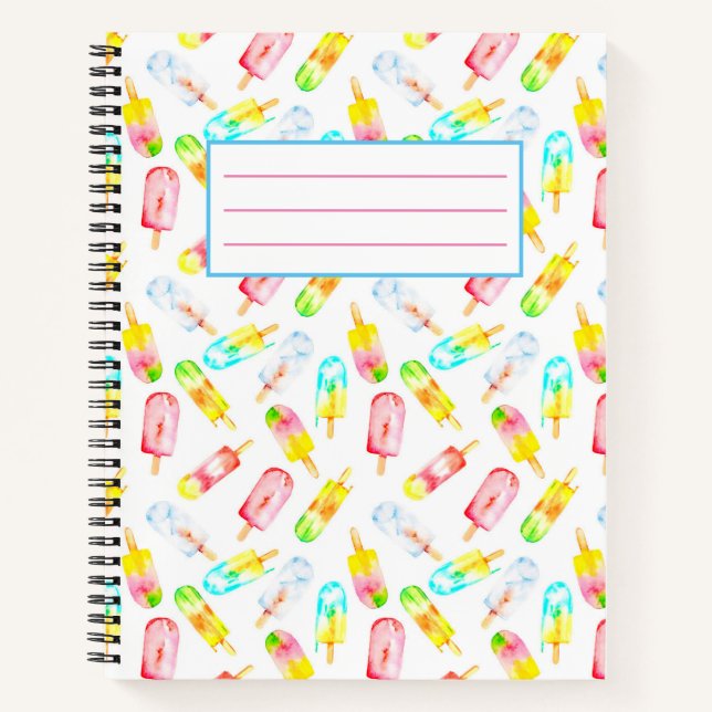 Eis Creme Wasserfarbe Muster Notebook. Notizbuch (Vorderseite)