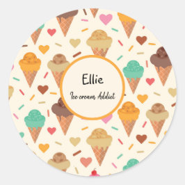 Eis Cremes Muster personalisiert Runder Aufkleber
