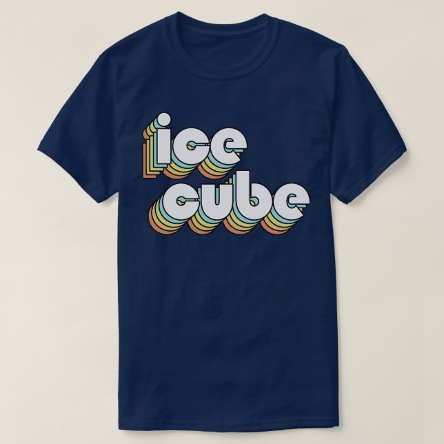 Eis Cube Retro Rainbow Typografie verblasster Stil T-Shirt (Design vorne)