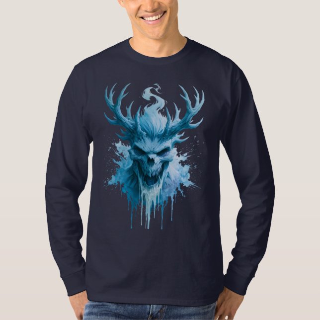Eis-Dämon-Wasserfarbe-Langarmshirt T-Shirt (Vorderseite)