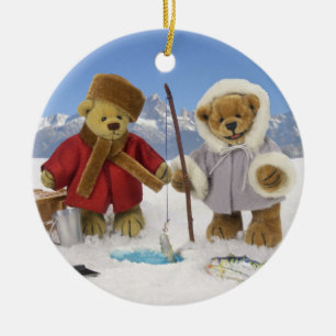 Eis, das Dinky Bären fischt Keramik Ornament