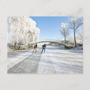 Eis, das in den Niederlanden scating ist Postkarte