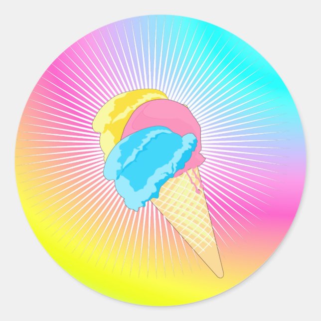 Eis Eiscreme Regenbogen Runder Aufkleber (Vorderseite)