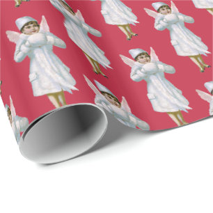 Eis-Fee Kleiner Engel Weihnachten Vintage Geschenkpapier