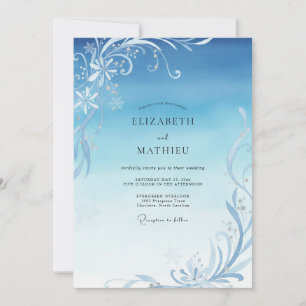 Eis-Filigran Winter-Eukalyptus-Hochzeit Einladung