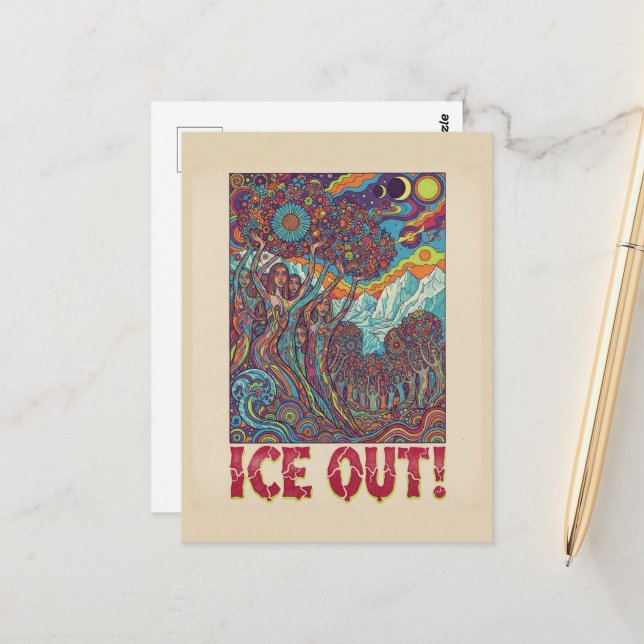 Eis-Hippie-Leute-demonstrieren-draußen Postkarte (Vorderseite/Rückseite Beispiel)
