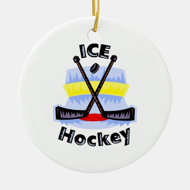 Eis-Hockey-gekreuzte Stöcke Keramikornament (Vorne)
