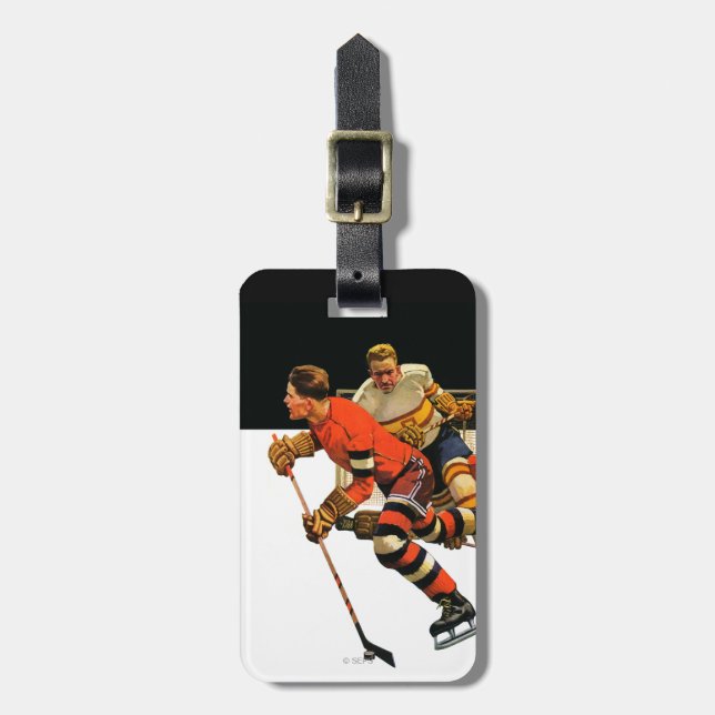 Eis-Hockey-Match Gepäckanhänger (Vorderseite vertikal)