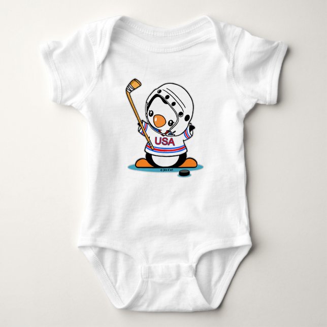 Eis-Hockey-Pinguin Baby Strampler (Vorderseite)