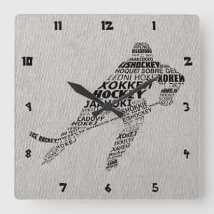 Eis-Hockey-Sprachtext-Kunst Quadratische Wanduhr