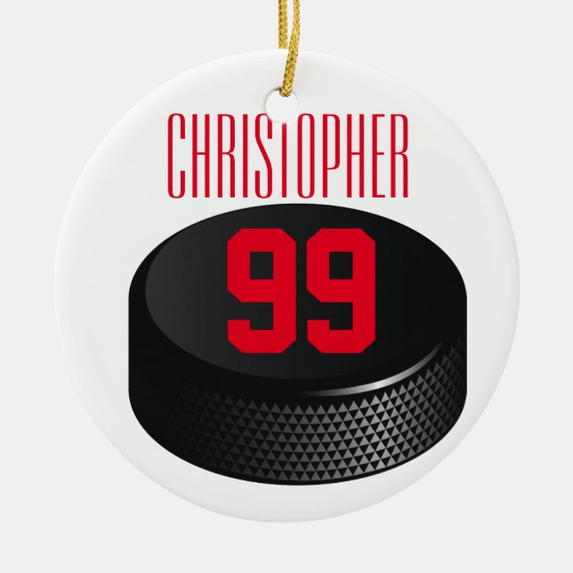 Eis Hocky - Weihnachtsverzierung Keramikornament (Vorne)