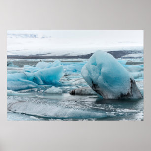 Eis im Gletscherlager Jokulsarlon Poster