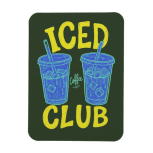 Eis Kaffee Club Sommer Blau Gelb Kaffee Liebhaber Magnet