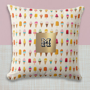 Eis-Lutscher mit Monogramm Retro-Muster Süß Kissen