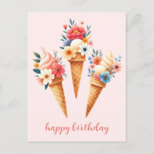 Eis mit Blumen- happy birthday- Aquarell