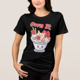 Eis mit Kawaii Cat & Erdbeeren Tri-Blend Shirt