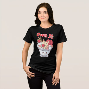 Eis mit Kawaii Cat & Erdbeeren Tri-Blend Shirt