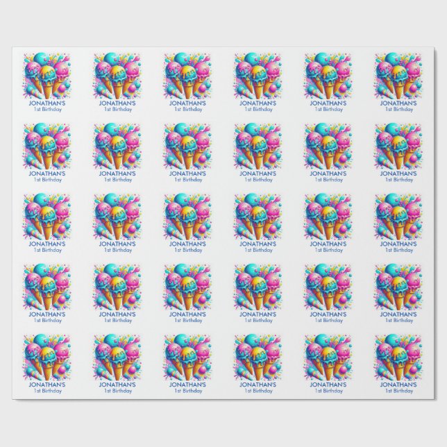 Eis niedliche Geburtstag Geschenkpapier (Flach)