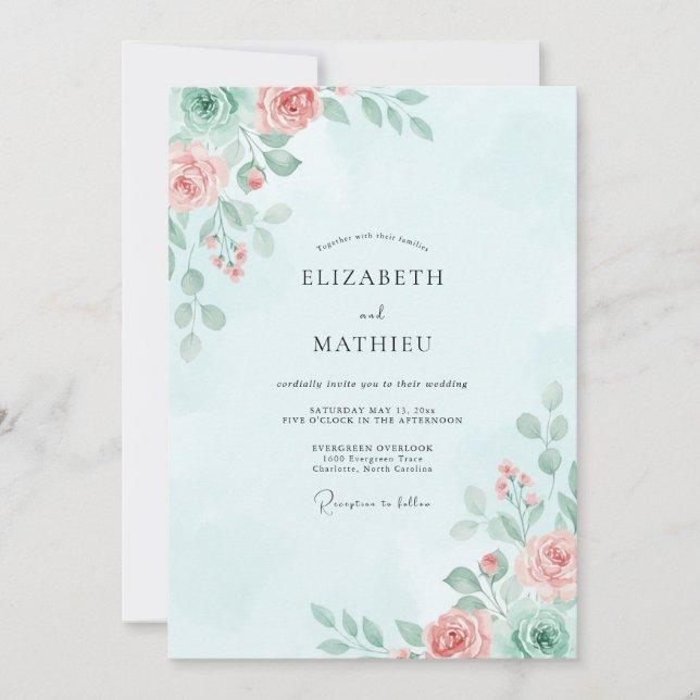 Eis-Pfirsich-Bemalte Hochzeit Einladung (Vorderseite)