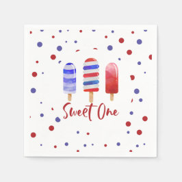 Eis Pops Sweet One Red White Blue 1. Geburtstag Serviette