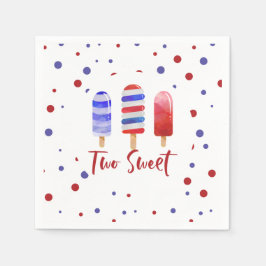 Eis Pops Zwei Sweet Red White Blue 2. Geburtstag Serviette