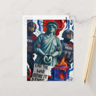 Eis-Protest-Dame Liberty von der Polizei verhaftet Postkarte
