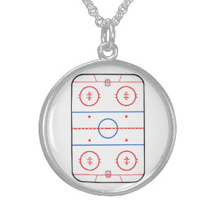 Eis Rink Diagramm Hockeyspiel-Dekoration Sterling Silberkette