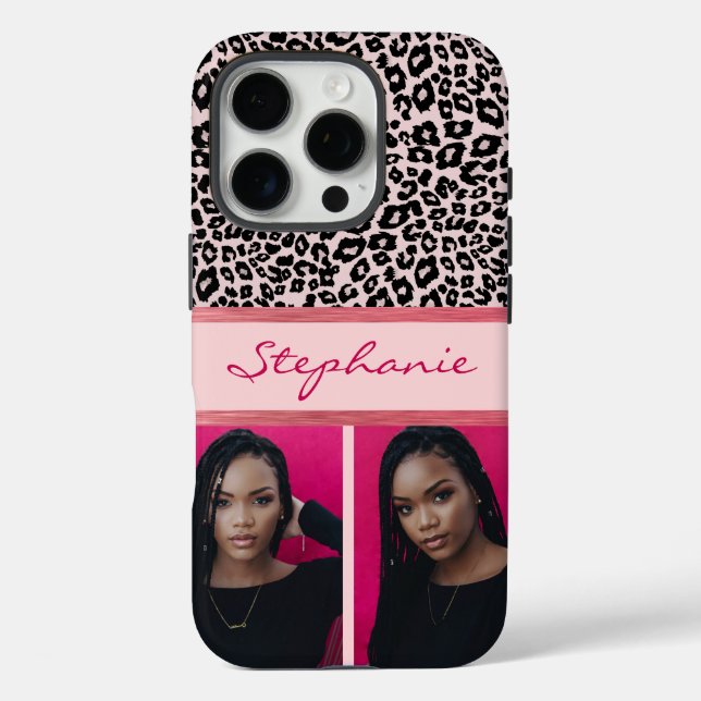 Eis rosa Leopard Print Foto Collage Case-Mate iPhone Hülle (Rückseite)
