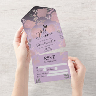 Eis Rose Rosa Blumenquinceanera Alles in einer Inv All In One Einladung