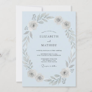 Eis-Silber-Petal-Hochzeit Einladung