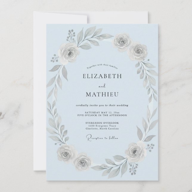 Eis-Silber-Petal-Hochzeit Einladung (Vorderseite)