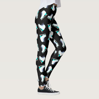 Eis Skate blaues Muster Abbildung Skaten Schwarz Leggings