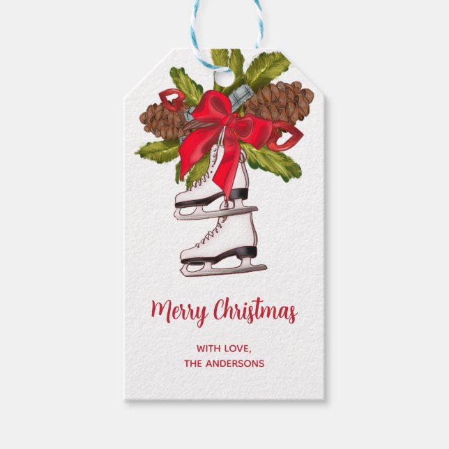 Eis Skate Frohe Weihnachten Geschenkanhänger (Vorderseite)