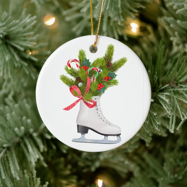Eis Skate für Weihnachten Keramik Keramik Ornament (Baum)