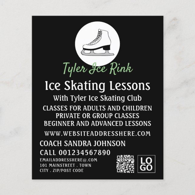 Eis-Skate-Logo, Ice-Skaten-Lektion Flyer (Vorne)