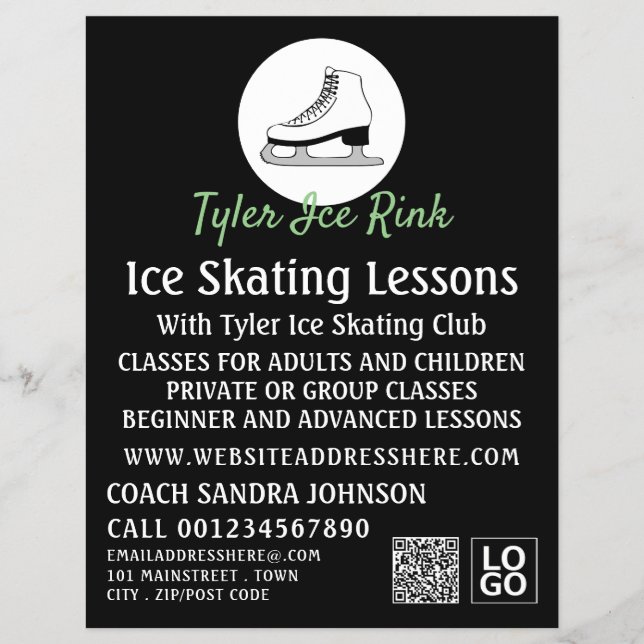 Eis-Skate-Logo, Ice-Skaten-Lektion Flyer (Vorne)