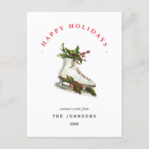 Eis Skate mit Grünpflanzen Nicht-Foto-Ferienkarte Feiertagspostkarte