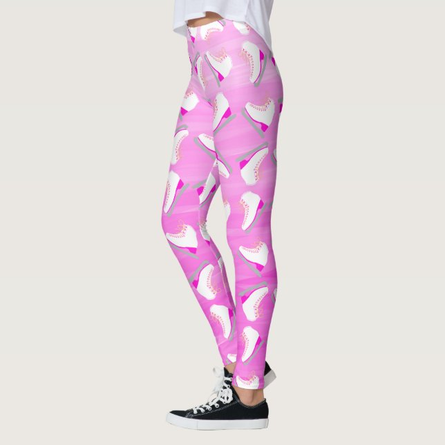 Eis Skate rosa Muster Abbildung Skaten Ombre Leggings (Links)