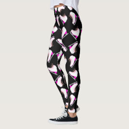 Eis Skate rosa Muster Abbildung Skaten Schwarz Leggings