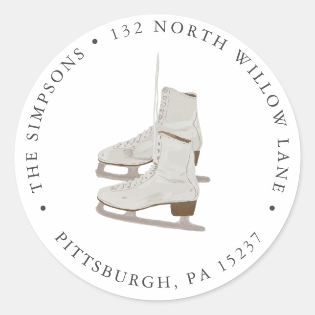 Eis-Skate Rücksendeadresse Klassischer Rundaufkleb Runder Aufkleber (Vorderseite)