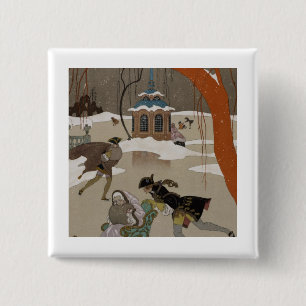 Eis-Skaten auf dem gefrorenen See Button