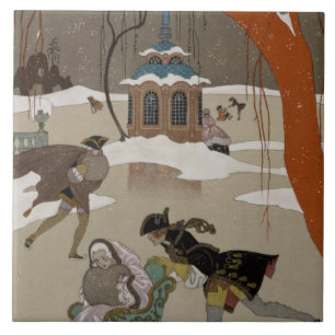 Eis-Skaten auf dem gefrorenen See Fliese