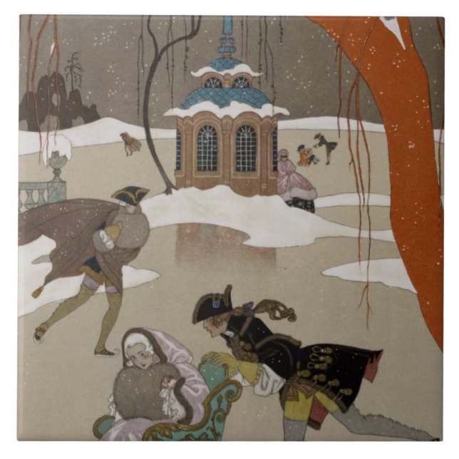 Eis-Skaten auf dem gefrorenen See Fliese (Vorderseite)