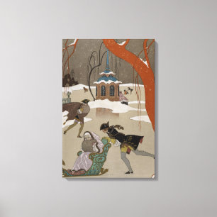 Eis-Skaten auf dem gefrorenen See Leinwanddruck