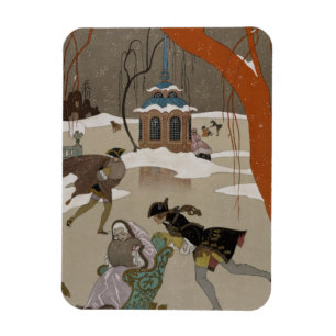 Eis-Skaten auf dem gefrorenen See Magnet