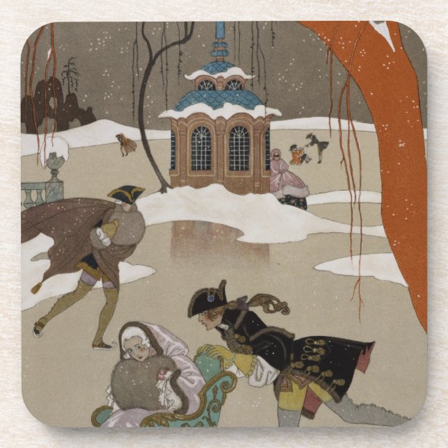 Eis-Skaten auf dem gefrorenen See Untersetzer (Vorderseite)