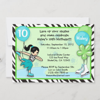Eis Skaten Birthday Einladung Zebradruck