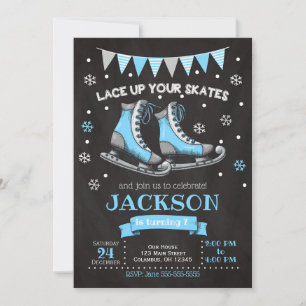 Eis Skaten Birthday Invitation / Junge / Blauer Gr Einladung